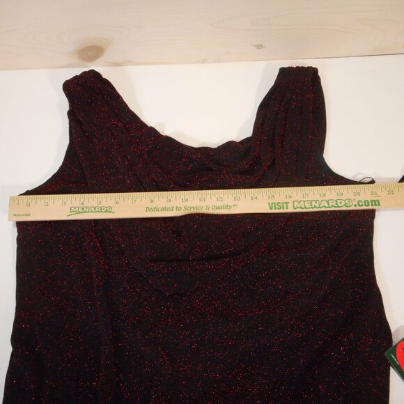 NWT Onyx-Nite Eveningwear Dress Plus size 20W Black Red Metallic Shimmer Stretch - Picture 4 of 9